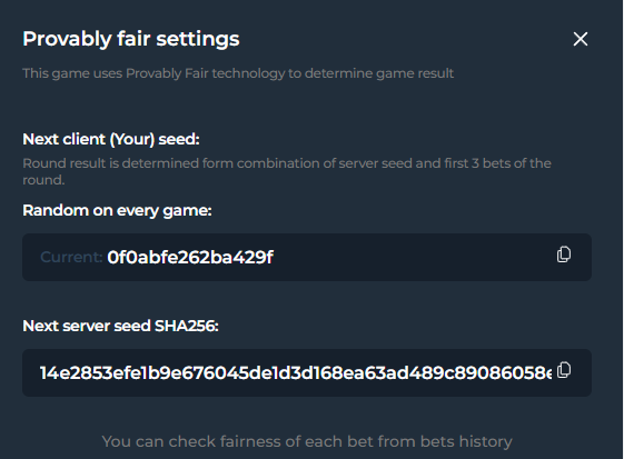 Plinko Provably Fair panel – server seed hash, client seed i nonce vrednosti
